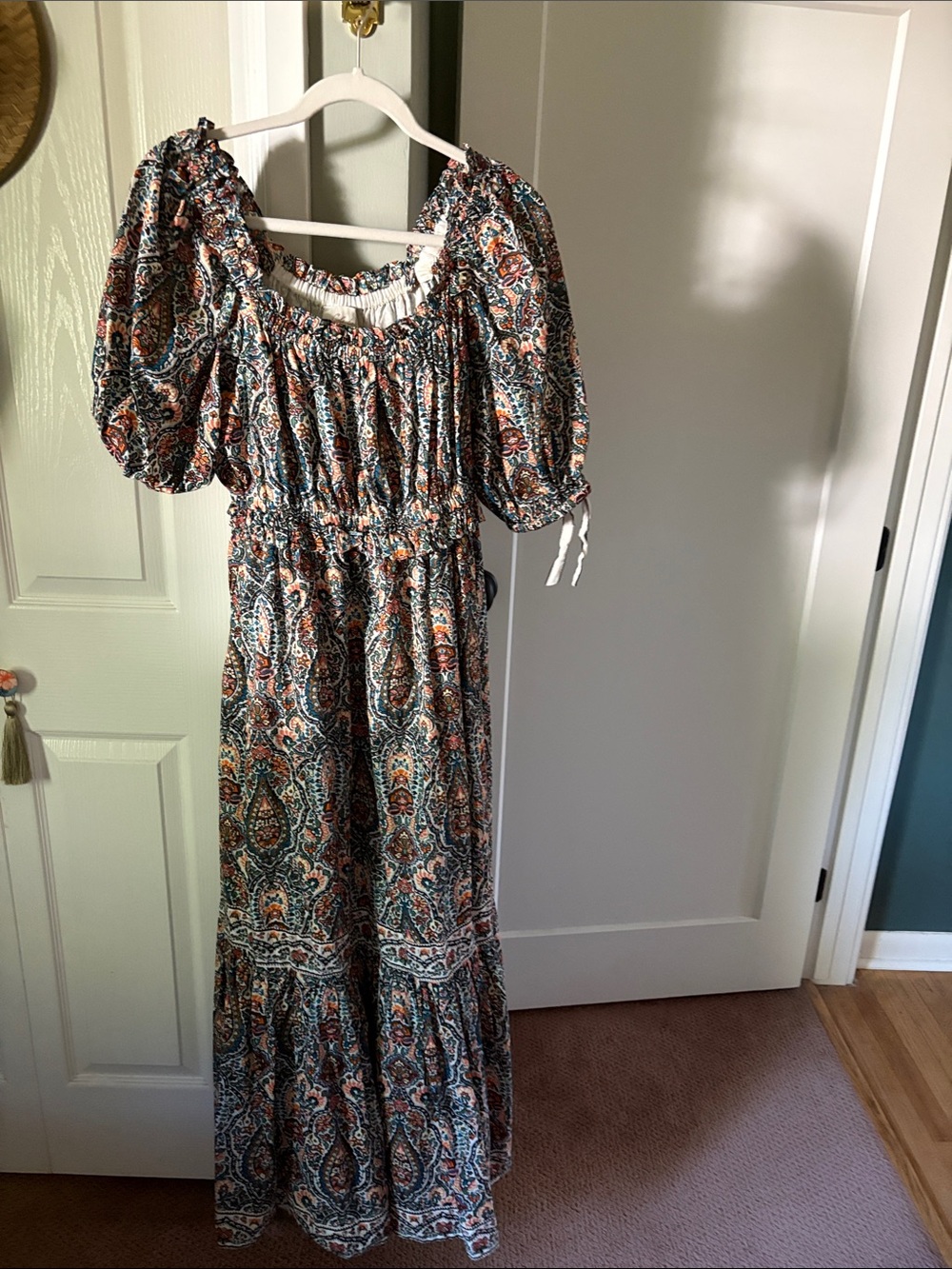 Cleobella Multicolor Paisley Puff Sleeve Maxi Dress